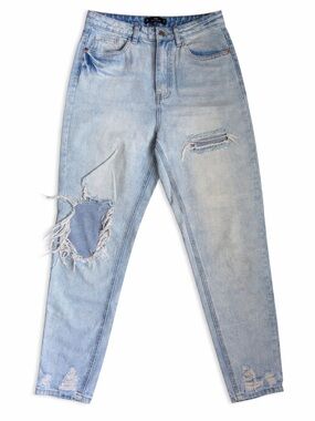 Missguided riot high rise distressed mom jeans